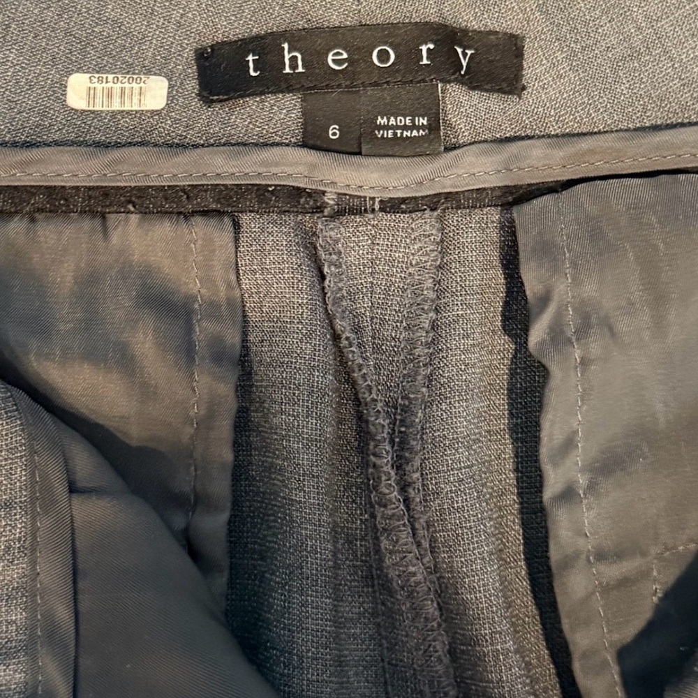Theory Gray Wool Blend Straight Leg Ankle Trouser Mid Rise Size 6 - Picture 6 of 8